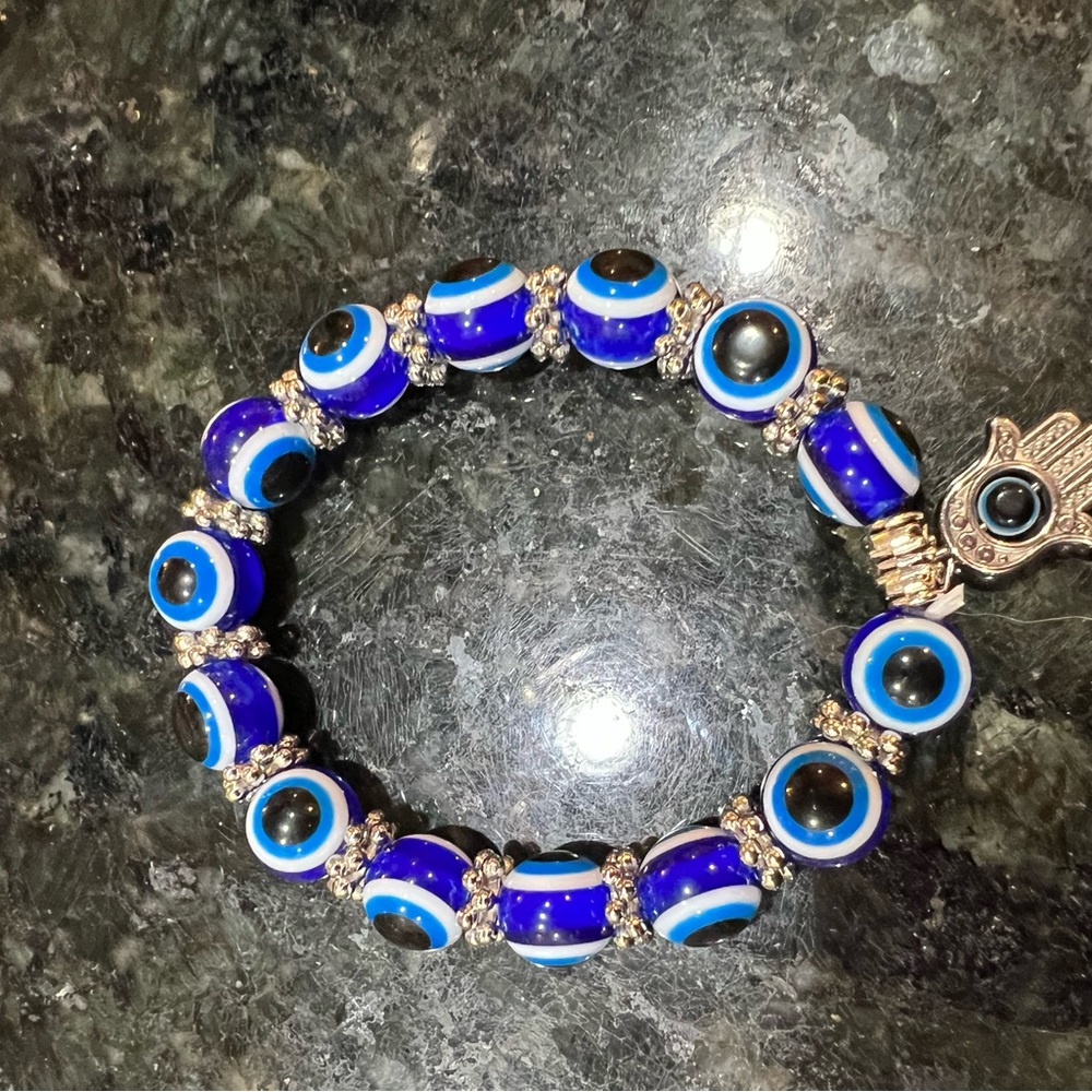 Blue eye hand of Fatima bracelet from Israel